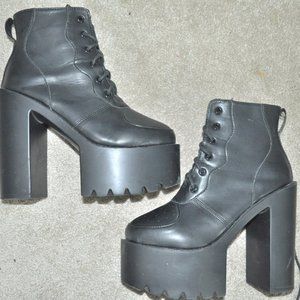 Black Chunky Platform Heels